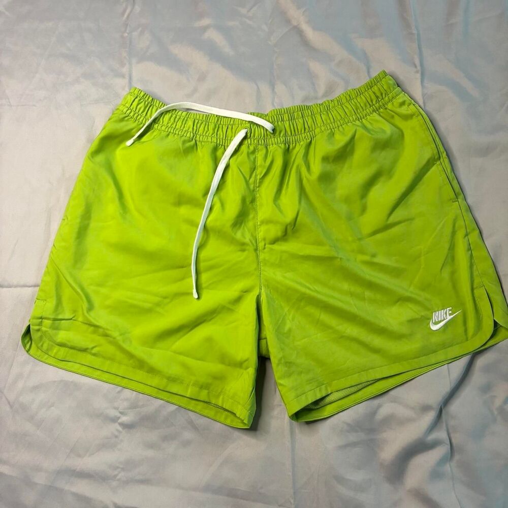 Nike Woven Flow Shorts Neon Green Mesh Lined Drawstring Men's XL